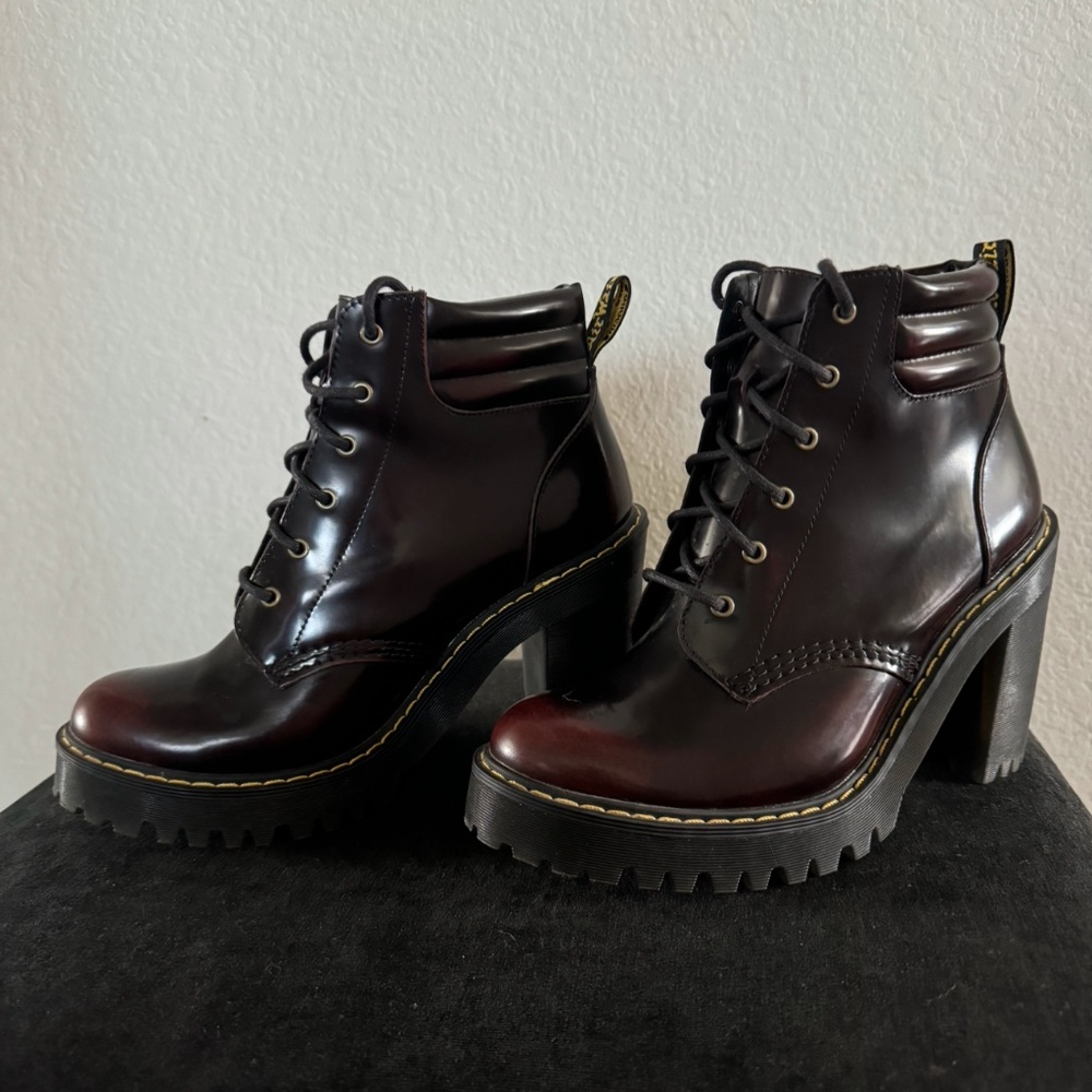 Dr. Martens PERSEPHONE cherry red  leather heeled boots UK 5 EU 38 US 7